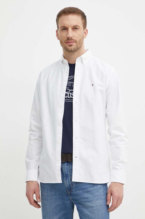 Tommy Hilfiger camasa din bumbac barbati, culoarea alb, cu guler button-down, regular, MW0MW36204