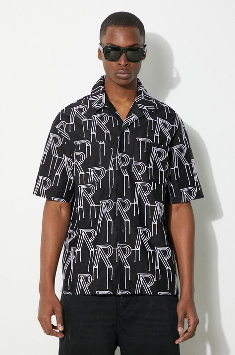 Bavlněná košile Represent Embrodiered Initial Overshirt černá barva, relaxed, MLM212.01