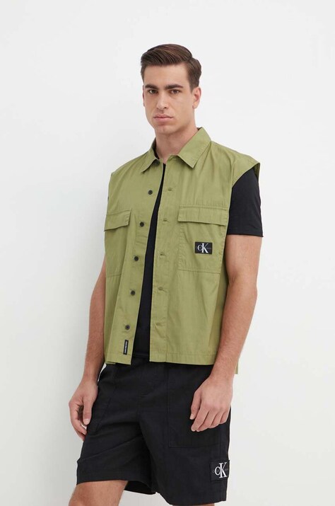 Calvin Klein Jeans camicia in cotone uomo colore verde  J30J325249