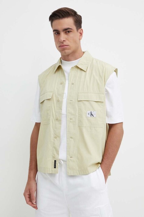 Calvin Klein Jeans camicia in cotone uomo colore verde  J30J325249
