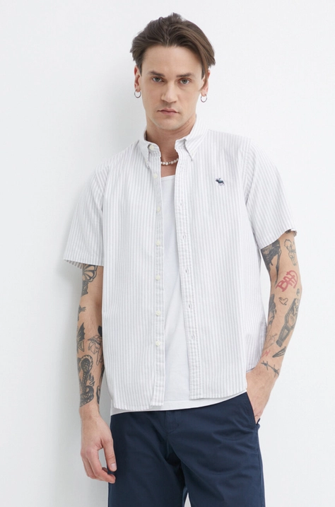 Košeľa Abercrombie & Fitch pánska, šedá farba, regular, s golierom button-down