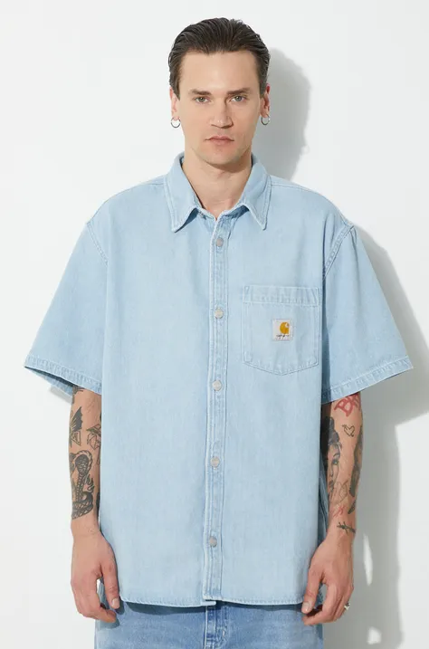 Carhartt WIP denim shirt S/S Ody Shirt men's blue color I033347.112