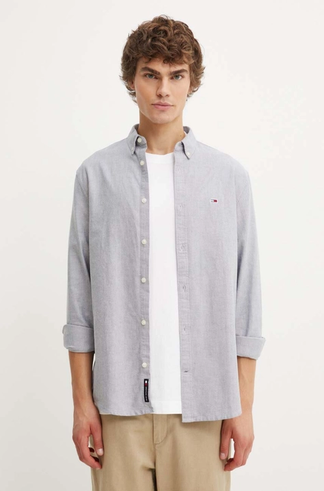 Tommy Jeans koszula bawełniana męska kolor granatowy regular z kołnierzykiem button-down