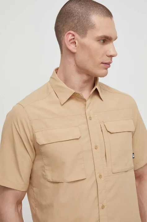 Košile The North Face Sequoia pánská, béžová barva, regular, s klasickým límcem, NF0A4T19LK51