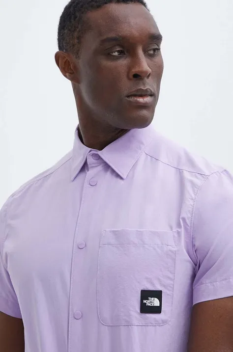 Košile The North Face pánská, fialová barva, regular, s klasickým límcem, NF0A879PQZI1