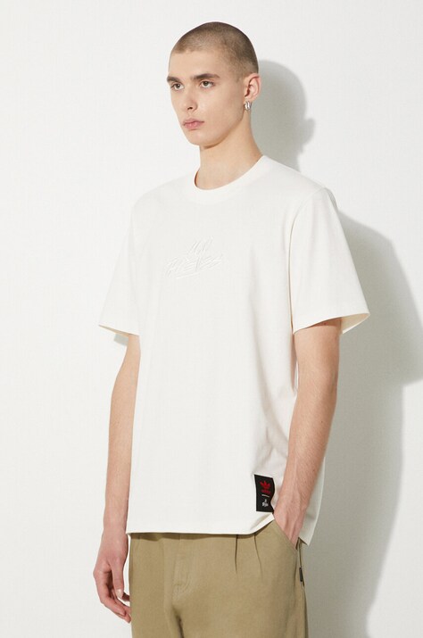 adidas Originals t-shirt bawełniany 100T T Shirt męski kolor beżowy z aplikacją IW4593