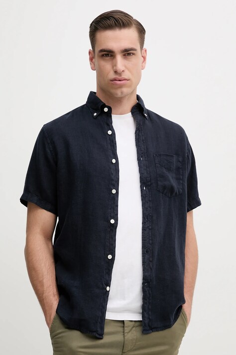Gant camasa de in culoarea albastru marin, cu guler button-down, regular