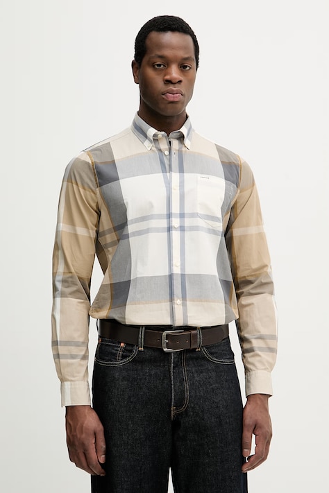 Bavlnená košeľa Barbour Harris zelená farba, regular, s golierom button-down, MSH5071