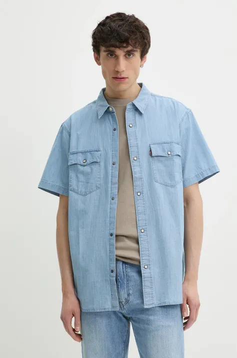 Levi's camicia in cotone uomo colore blu