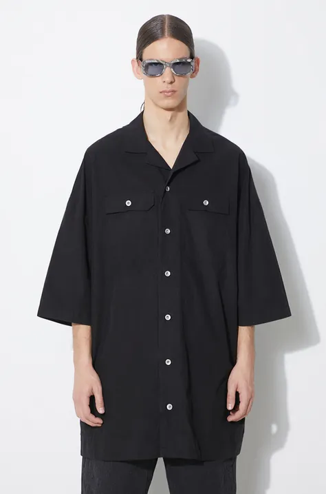 Памучна риза Rick Owens Magnum Tommy Shirt мъжка в черно със свободна кройка DU01D1290.P.09