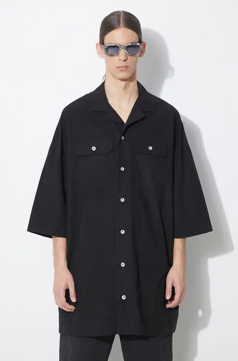 Хлопковая рубашка Rick Owens Magnum Tommy Shirt мужская цвет чёрный relaxed DU01D1290.P.09