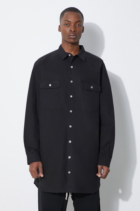 Pamučna košulja Rick Owens Jumbo za muškarce, boja: crna, relaxed, s klasičnim ovratnikom, DU01D1297.P.09
