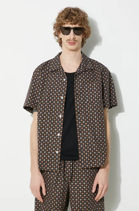 A.P.C. koszula bawełniana chemisette lloyd męska kolor czarny regular COGXP-H12495