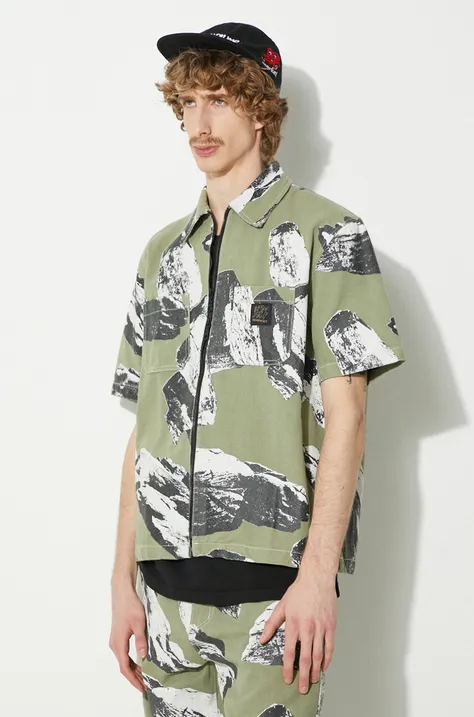Хлопковая рубашка Market Talus Work Shirt мужская цвет зелёный regular классический воротник 369000152