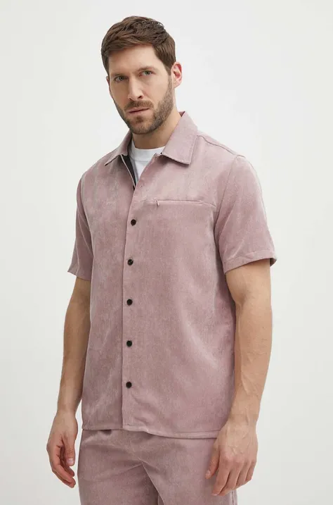 Manšestrová košeľa Picture Nollur ružová farba, regular, s klasickým golierom, MTS1014