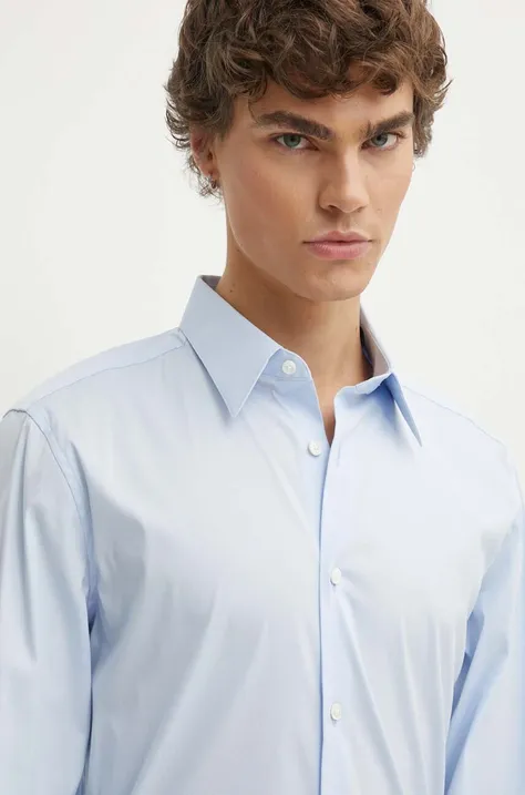 Риза Theory мъжка в синьо със стандартна кройка с класическа яка