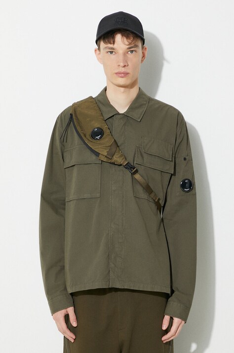 Bavlněná košile C.P. Company Gabardine zelená barva, regular, s klasickým límcem, 16CMSH121A002824G