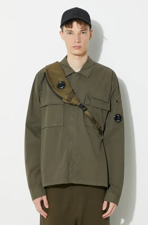 C.P. Company camicia in cotone Gabardine uomo colore verde  16CMSH121A002824G