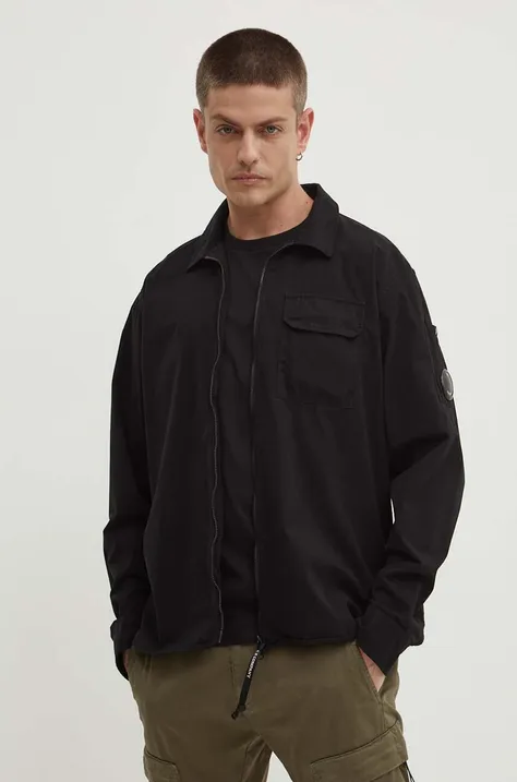 C.P. Company jacket Gabardine Zipped men's black color 16CMSH158A002824G