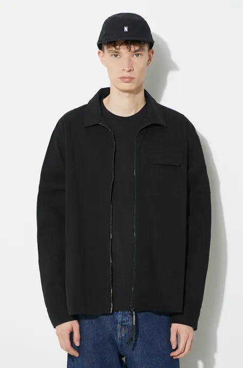 C.P. Company jacket Gabardine Zipped men's black color 16CMSH158A002824G