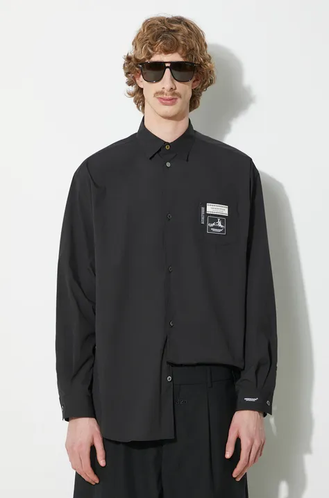 Риза Undercover Shirt мъжка в черно със свободна кройка с класическа яка UC1D4404