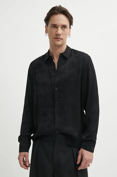 Košile The Kooples pánská, černá barva, regular, s klasickým límcem, HCCL28062K