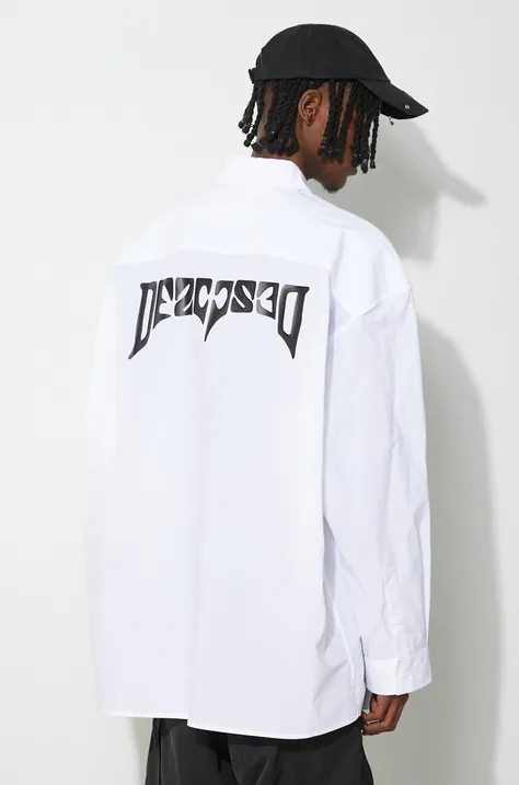 Bavlnená košeľa 032C 'Psychic' Wide Shoulder Shirt pánska, biela farba, voľný strih, s klasickým golierom, SS24-W-0022
