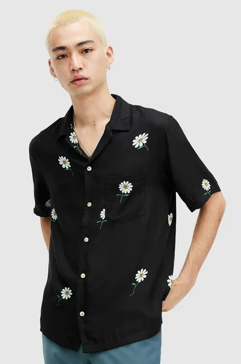 Рубашка AllSaints DAISICAL SS SHIRT мужская цвет чёрный relaxed MS548Z