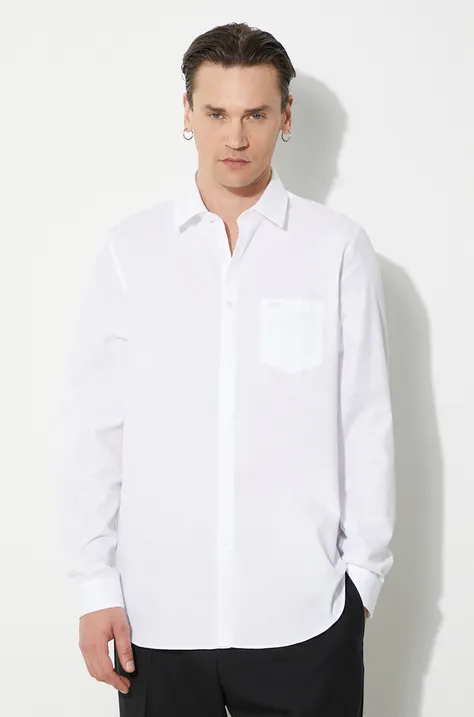 Βαμβακερό πουκάμισο Lacoste ανδρικό, χρώμα: άσπρο, CH8522
