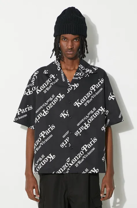 Bavlnená košeľa Kenzo by Verdy SS Shirt pánska, čierna farba, voľný strih, FE55CH1119P4.99