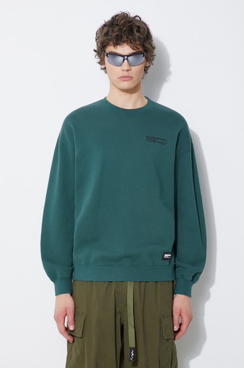 NEIGHBORHOOD felpa in cotone Plain uomo colore verde con applicazione 241FPNH.CSM01
