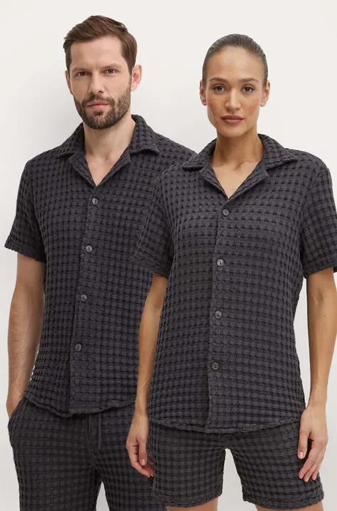 Βαμβακερό πουκάμισο OAS ανδρικό, χρώμα: μαύρο