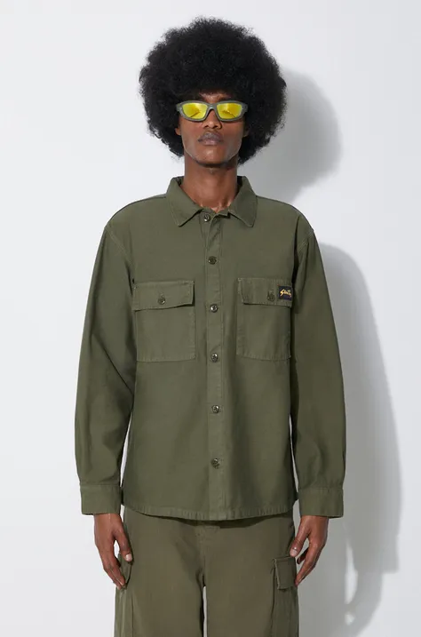 Хлопковая рубашка Stan Ray Cpo Shirt мужская цвет зелёный regular классический воротник CE2403321
