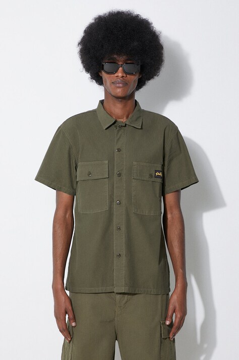 Stan Ray camasa din bumbac Cpo Short Sleeve barbati, culoarea verde, cu guler clasic, slim, SS2401922