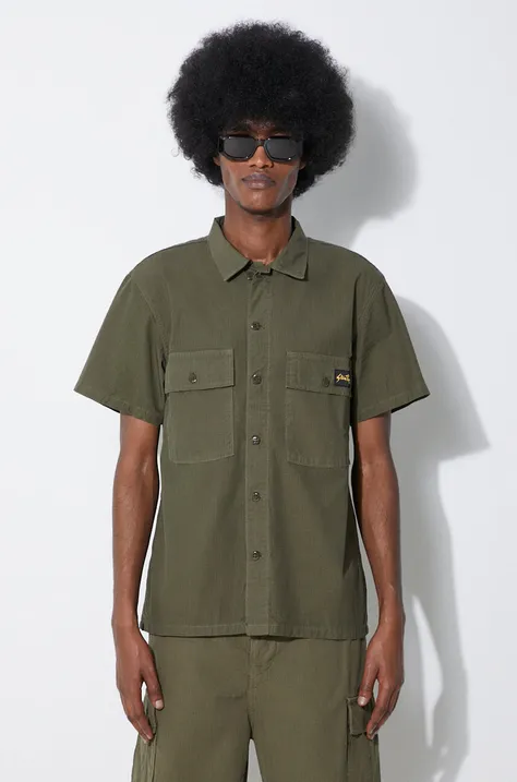 Pamučna košulja Stan Ray Cpo Short Sleeve za muškarce, boja: zelena, slim, s klasičnim ovratnikom, SS2401922