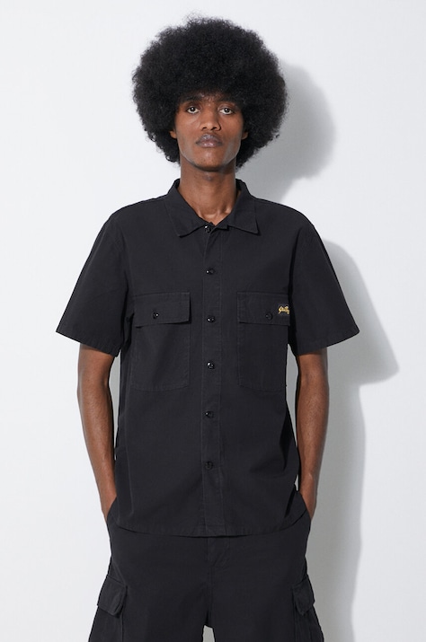 Stan Ray camasa din bumbac Cpo Short Sleeve barbati, culoarea negru, cu guler clasic, slim, SS2401963