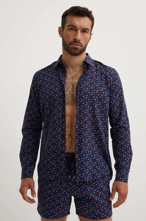 Vilebrequin camicia in cotone CARACAL uomo colore blu navy  CCAAV239