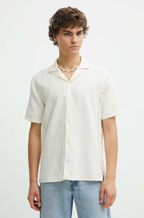 Bavlněná košile Hollister Co. béžová barva, regular