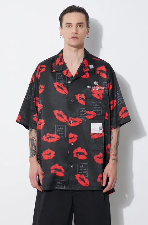 Maison MIHARA YASUHIRO shirt Kiss Printed men's black color A12SH080