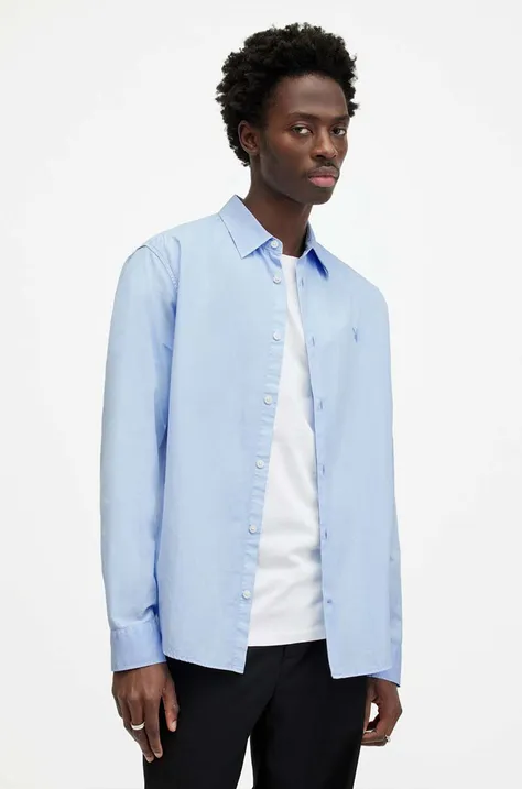 Bavlnená košeľa AllSaints TAHOE LS SHIRT pánska, voľný strih, s klasickým golierom, MS539Z