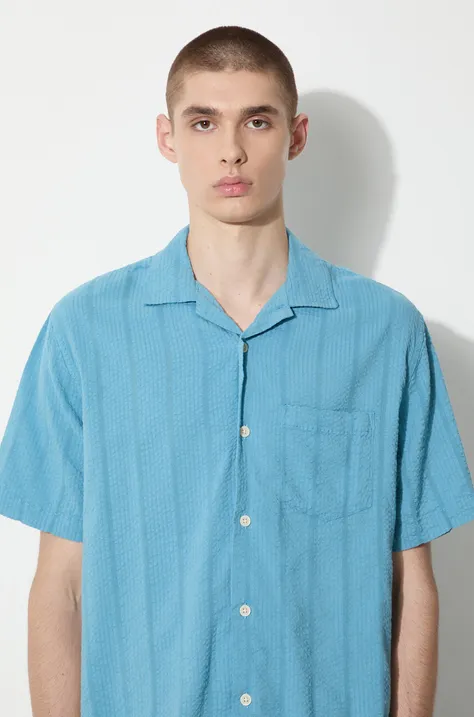 Corridor camicia Striped Seersucker uomo colore blu  SS0014