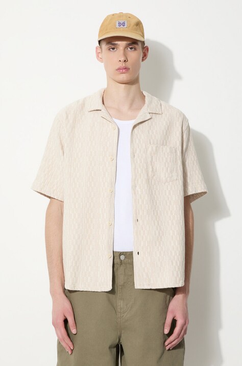 Corridor cotton shirt Rainbow Weave Camp men's beige color SS0086