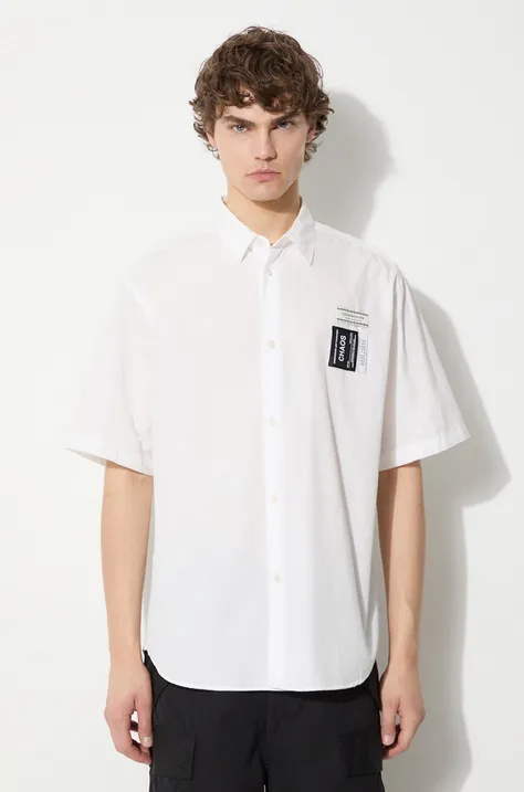 Bavlnená košeľa Undercover pánska, biela farba, voľný strih, s klasickým golierom, UC1D4407