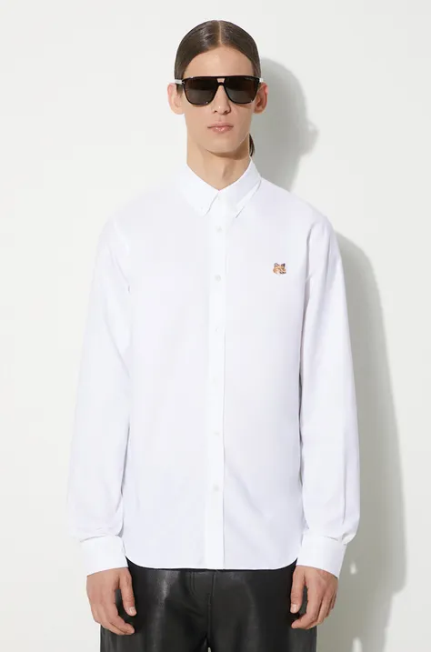 Βαμβακερό πουκάμισο Maison Kitsuné Mini Fox Head Classic Bd Shirt ανδρικό, χρώμα: άσπρο, MM00413WC2010