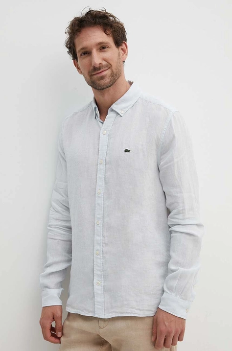 Ľanová košeľa Lacoste regular, s golierom button-down, CH5692T