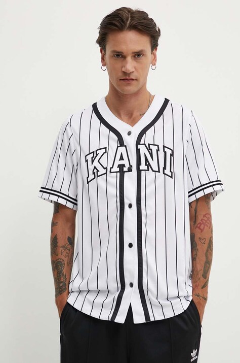 Košile Karl Kani pánská, bílá barva, regular, s klasickým límcem, 6033361
