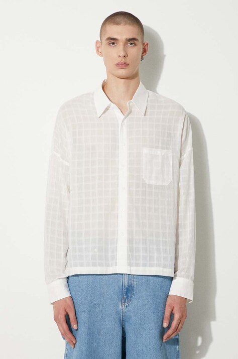 Pamučna košulja STAMPD Cropped Oversized Buttondown za muškarce, boja: bijela, relaxed, s klasičnim ovratnikom, SLA-M3320BD-WHT