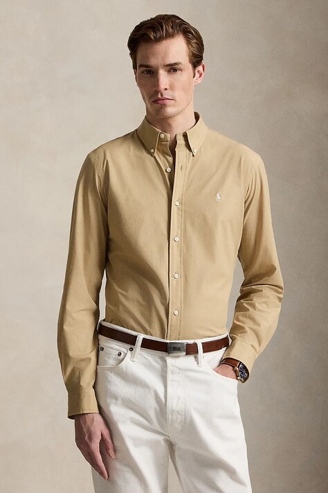 Polo Ralph Lauren koszula męska z bawełną zielona 710929349