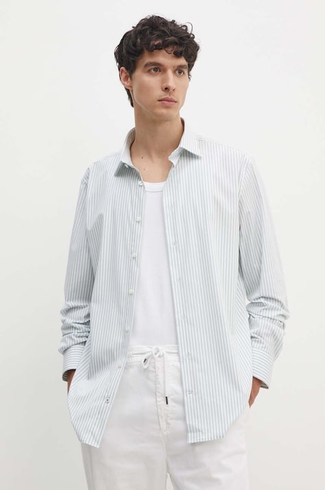 Риза Tommy Hilfiger мъжка в зелено със стандартна кройка с класическа яка MW0MW34597