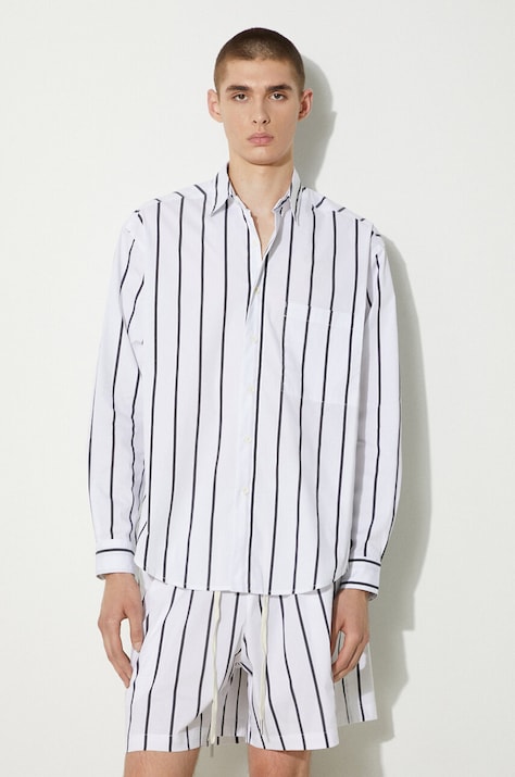 Bavlnená košeľa MKI MIYUKI ZOKU Striped Dress Shirt pánska, čierna farba, regular, s klasickým golierom, STRIPED.DRESS.SHIRT